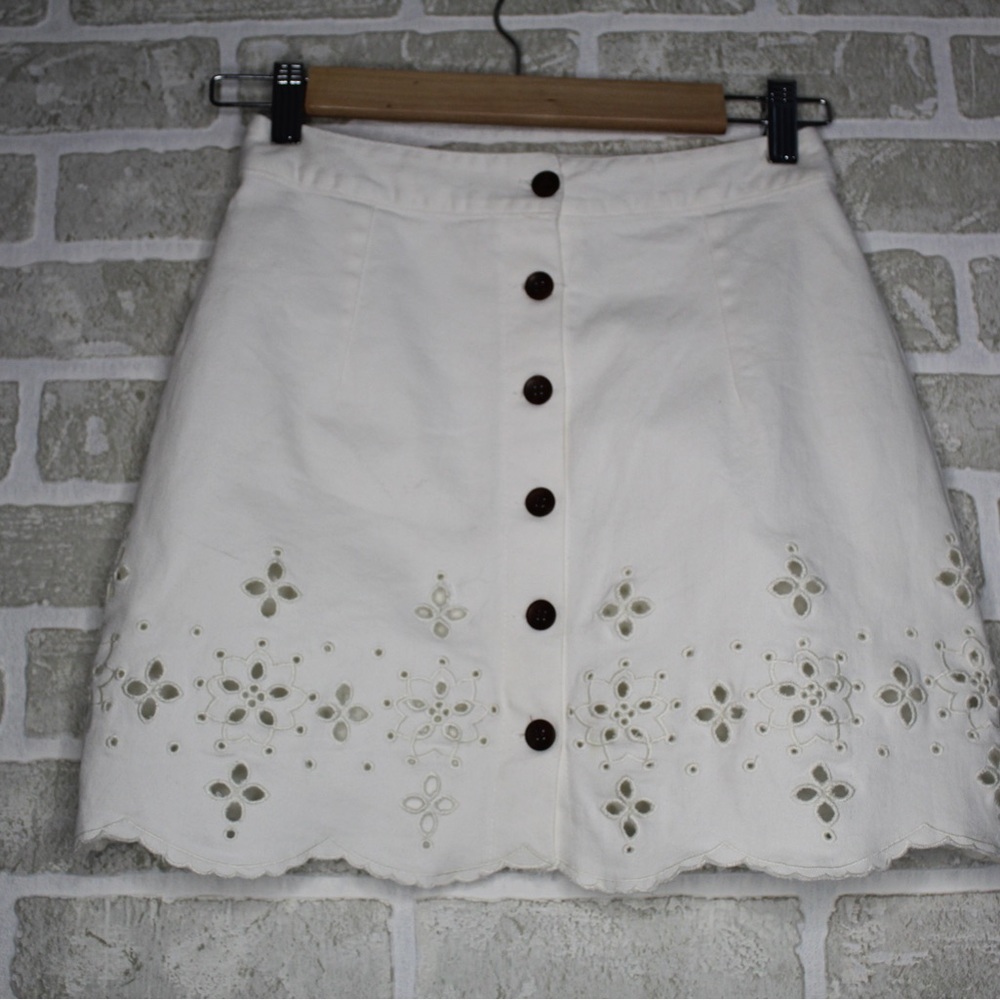White jean skirt